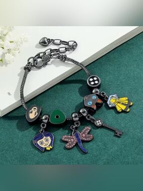 Coraline Theme Bracelet Kids Enamel Charm Bracelet with Yellow Raincoat CHARMS